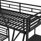 Whisen 117.3L x 78W Lit superposé en L moderne double sur lit superposé complet avec lit mezzanine double et bureau intégré