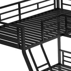 Whisen 117.3L x 78W Lit superposé en L moderne double sur lit superposé complet avec lit mezzanine double et bureau intégré