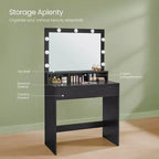 VASAGLE Coiffeuse avec Miroir et Lumières, Coiffeuse Maquillage avec Grand Miroir, Luminosité Réglable, Table de Maquillage, Coiffeuse Moderne