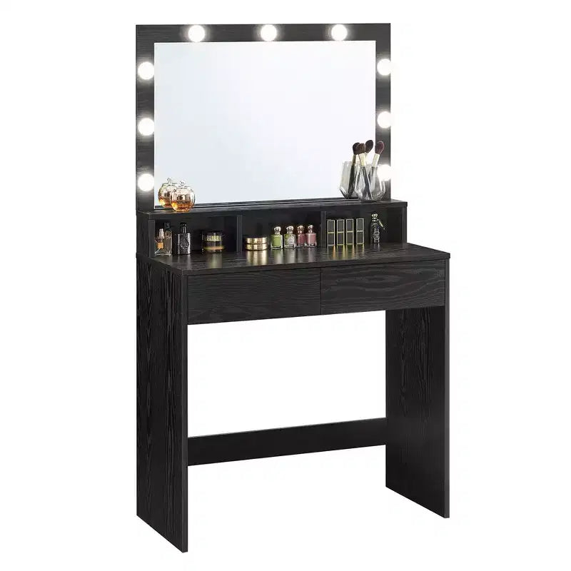 VASAGLE Coiffeuse avec Miroir et Lumières, Coiffeuse Maquillage avec Grand Miroir, Luminosité Réglable, Table de Maquillage, Coiffeuse Moderne