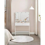 VASAGLE Coiffeuse avec Miroir et Lumières, Coiffeuse Maquillage avec Grand Miroir, Luminosité Réglable, Table de Maquillage, Coiffeuse Moderne