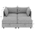 Causeuse de rangement modulable polyvalente Christopher Knight Home Penny 68 avec deux poufs