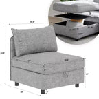 Causeuse de rangement modulable polyvalente Christopher Knight Home Penny 68 avec deux poufs