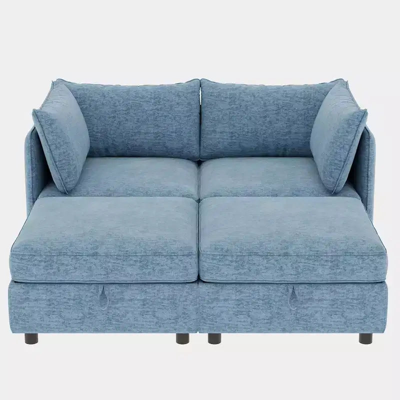 Causeuse de rangement modulable polyvalente Christopher Knight Home Penny 68 avec deux poufs