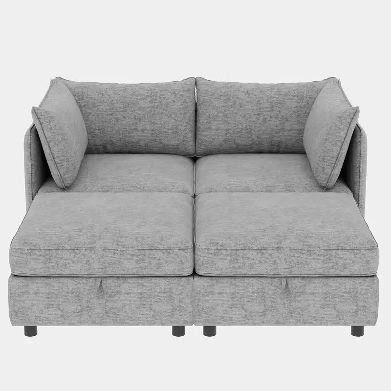 Causeuse de rangement modulable polyvalente Christopher Knight Home Penny 68 avec deux poufs