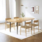 Table de salle à manger/de cuisine en bois ovale Dovelina avec pieds en métal