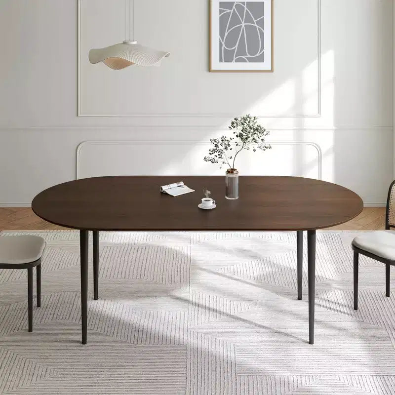 Table de salle à manger/de cuisine en bois ovale Dovelina avec pieds en métal