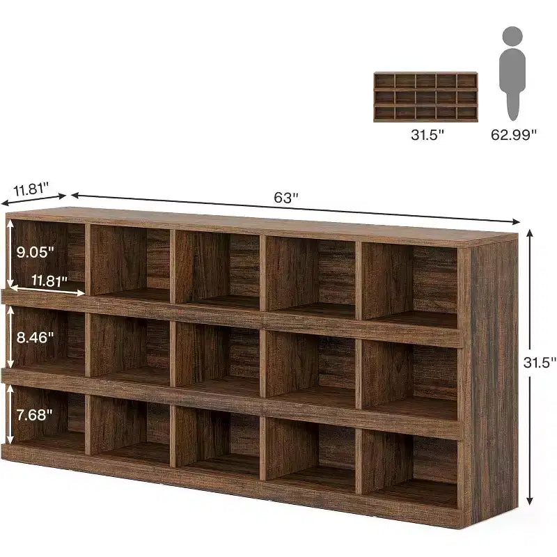 Console de table Lantine de 63 pouces à 15 cubes, style ferme, pour entrée
