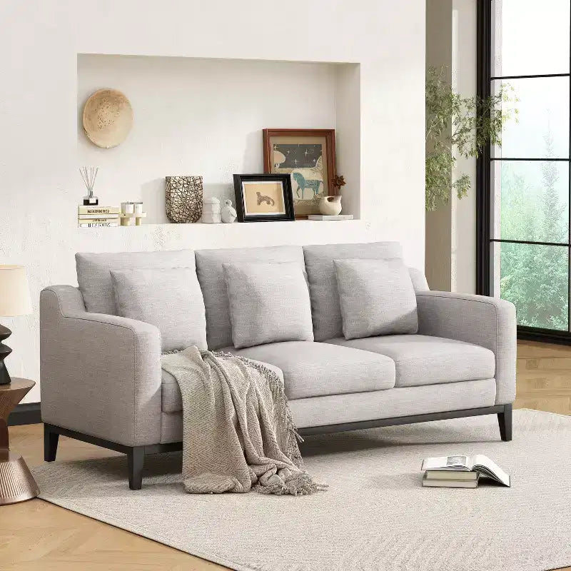 Christopher Knight Home Noxon Canapé 3 places 80 po de largeur rembourré avec coussin décoratif