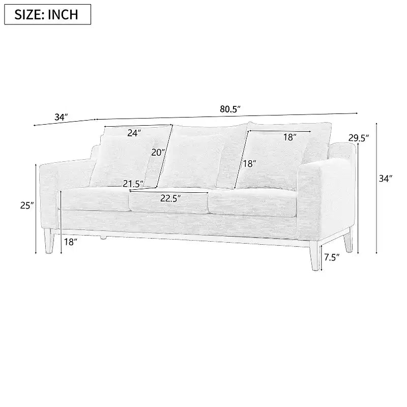 Christopher Knight Home Noxon Canapé 3 places 80 po de largeur rembourré avec coussin décoratif