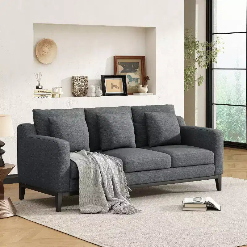 Christopher Knight Home Noxon Canapé 3 places 80 po de largeur rembourré avec coussin décoratif