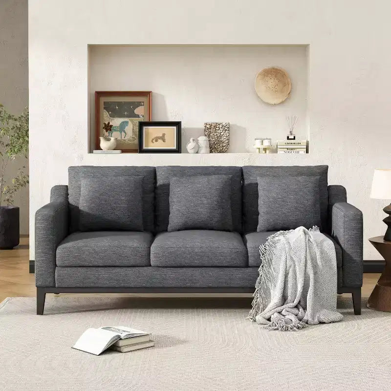 Christopher Knight Home Noxon Canapé 3 places 80 po de largeur rembourré avec coussin décoratif