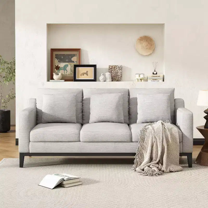 Christopher Knight Home Noxon Canapé 3 places 80 po de largeur rembourré avec coussin décoratif