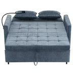 Canapé 2 places convertible Whisen 56, avec coussins de dossier réversibles, poches latérales, ports USB et support de téléphone.