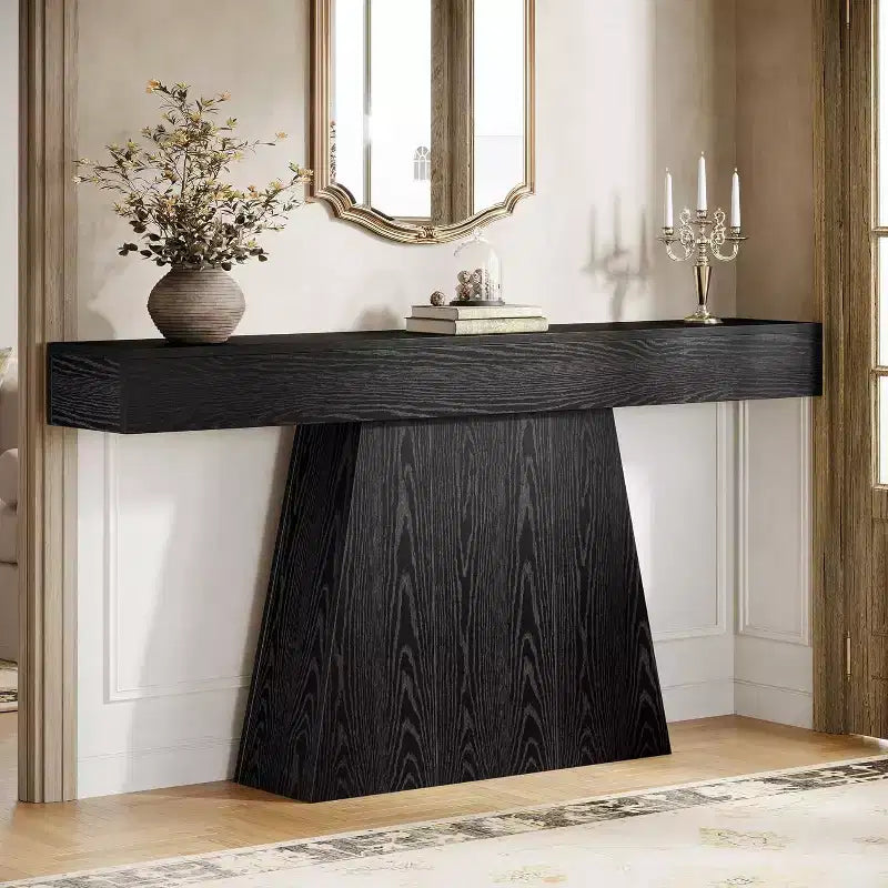 Lantine 63 Table Console, Table d'Entrée de Style Ferme avec Base Trapézoïdale pour Entrée, Couloir, Salon