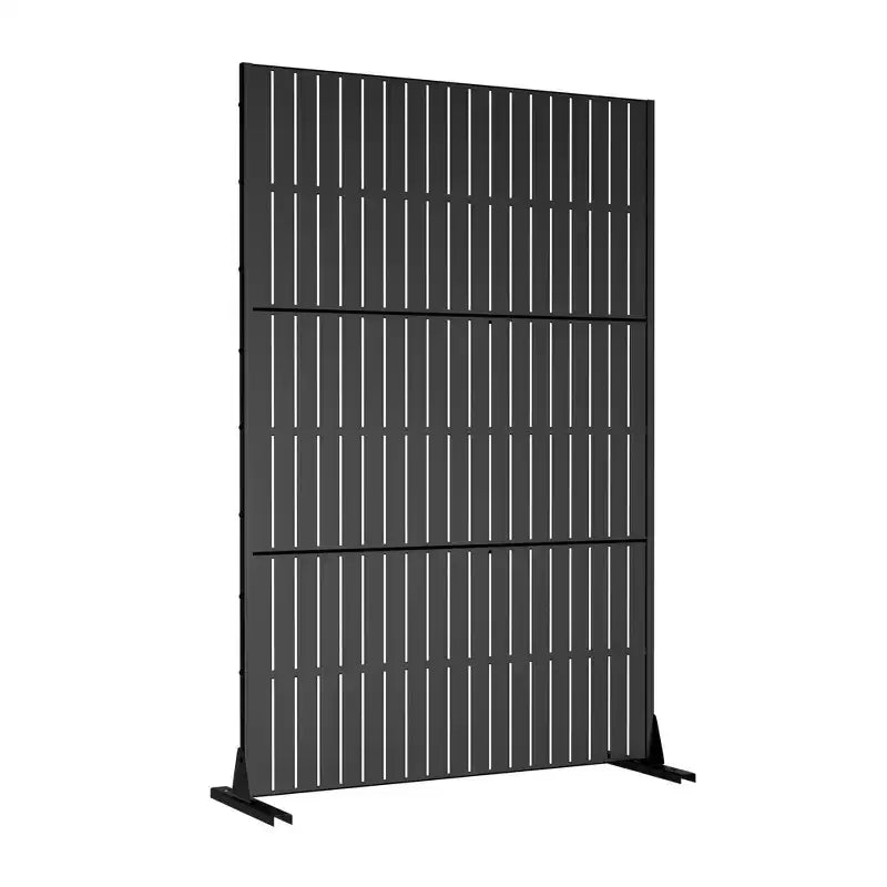 Écran de clôture en acier galvanisé noir (ensemble de 6 pièces)