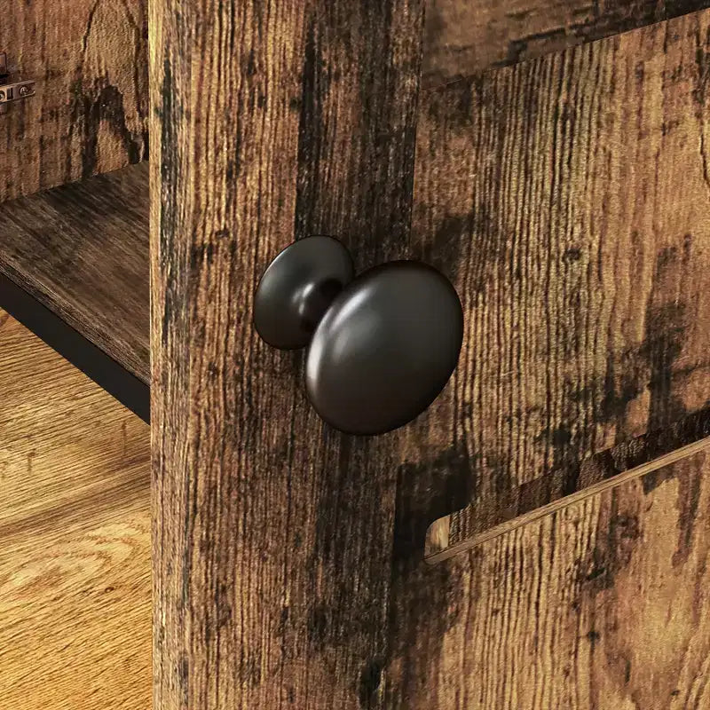 HOMCOM Étagère de boulanger avec prise électrique, armoire de bar à café avec étagères de rangement, support de micro-ondes avec armoires à portes persiennes, marron rustique