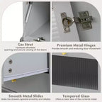Meuble TV moderne Costway pour téléviseurs 55 pouces avec abattant et 2 tiroirs de rangement gris