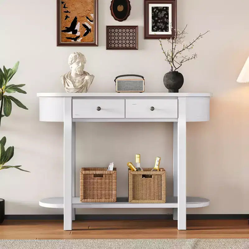 Élégante console de style rétro avec design incurvé et finition lisse pour entrées, salons et couloirs - ModernLuxe
