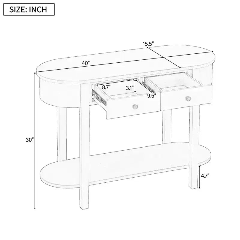 Élégante console de style rétro avec design incurvé et finition lisse pour entrées, salons et couloirs - ModernLuxe