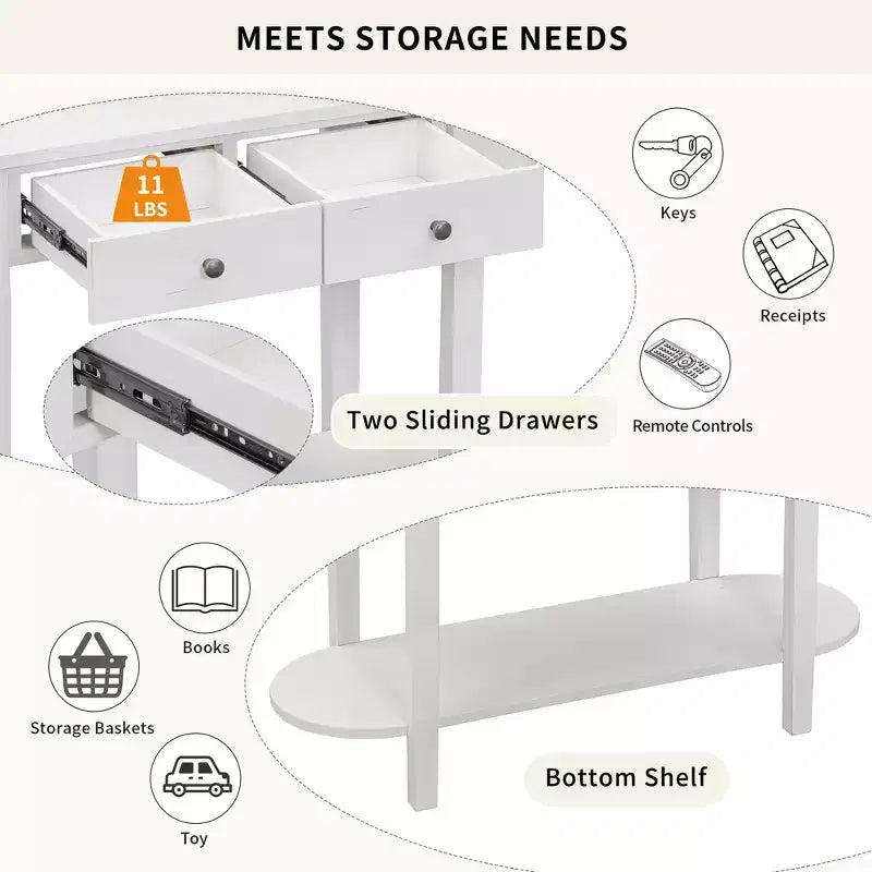 Élégante console de style rétro avec design incurvé et finition lisse pour entrées, salons et couloirs - ModernLuxe
