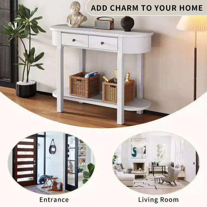 Élégante console de style rétro avec design incurvé et finition lisse pour entrées, salons et couloirs - ModernLuxe