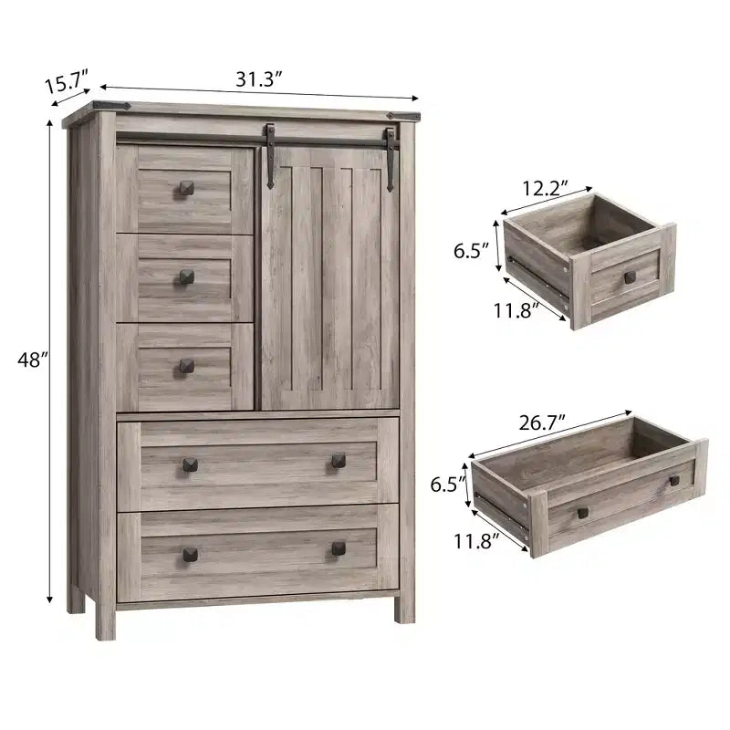 Commode WhizMax pour chambre à coucher avec 5 tiroirs, commode haute blanche de 122 cm, commode de rangement en bois pour salon, couloir, entrée