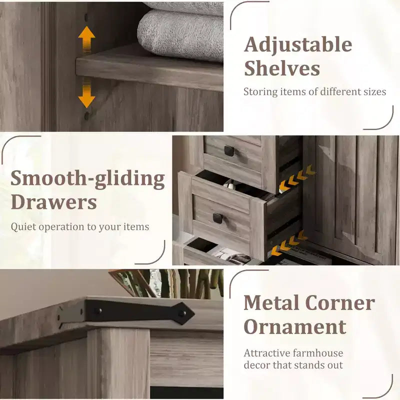 Commode WhizMax pour chambre à coucher avec 5 tiroirs, commode haute blanche de 122 cm, commode de rangement en bois pour salon, couloir, entrée