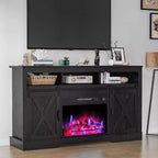 Heynemo Fireplace TV Stand for 65''+ TV, Entertainment Center with 23 Electric Fireplace with Remote & Sliding Bar Door for Living Room