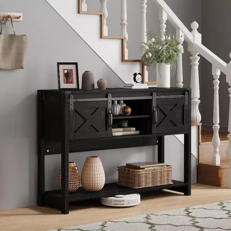 Meuble TV Heynemo avec cheminée pour TV de 65'' et plus, meuble de divertissement avec cheminée électrique de 23" avec télécommande et porte coulissante pour salon
