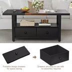 Table basse à 2 niveaux Hausource avec étagère de rangement et 2 tiroirs pour le salon