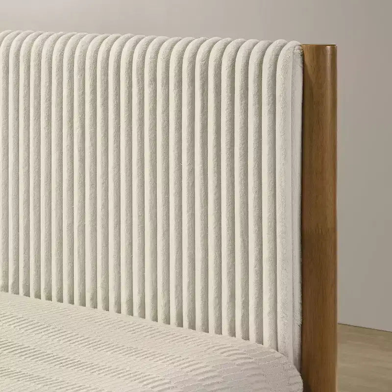 Lit plateforme Roundhill Furniture Vichy en bois d'hévéa couleur noyer clair