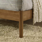 Lit plateforme Roundhill Furniture Vichy en bois d'hévéa couleur noyer clair
