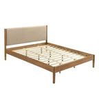 Lit plateforme Roundhill Furniture Vichy en bois d'hévéa couleur noyer clair