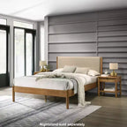 Lit plateforme Roundhill Furniture Vichy en bois d'hévéa couleur noyer clair