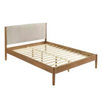 Lit plateforme Roundhill Furniture Vichy en bois d'hévéa couleur noyer clair