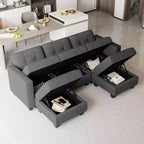 Canapé Modulable Belffin en Tissu avec Rangement (5 Places + 5 Côtés)