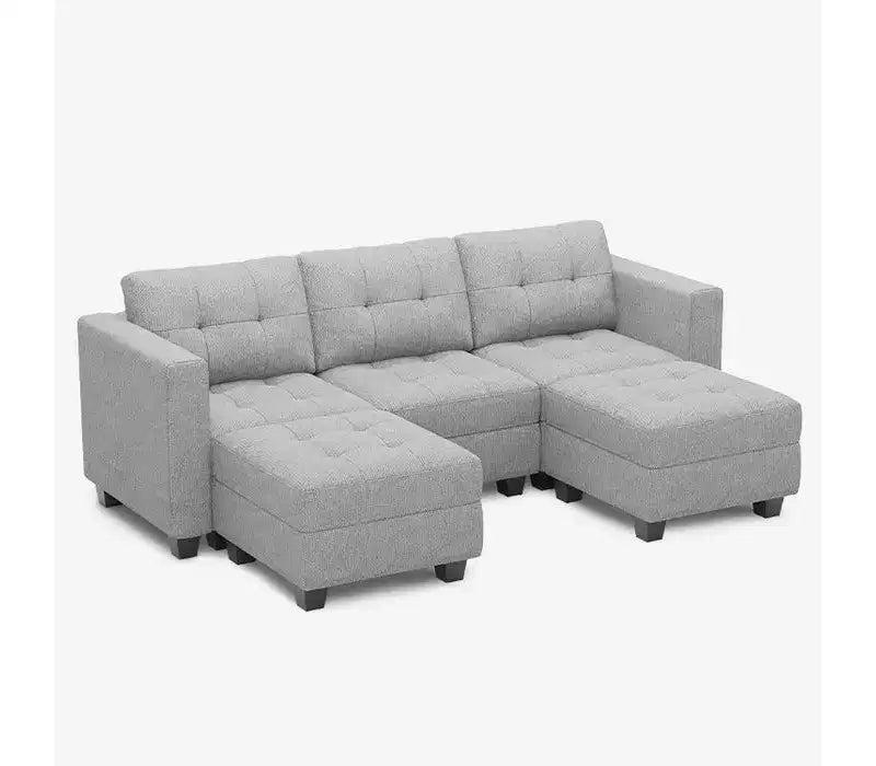 Canapé Modulable Belffin en Tissu avec Rangement (5 Places + 5 Côtés)