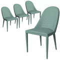 LeisureMod Upholstered Dining Chair in Leather, Iron Legs, Set of 4, Seville Series