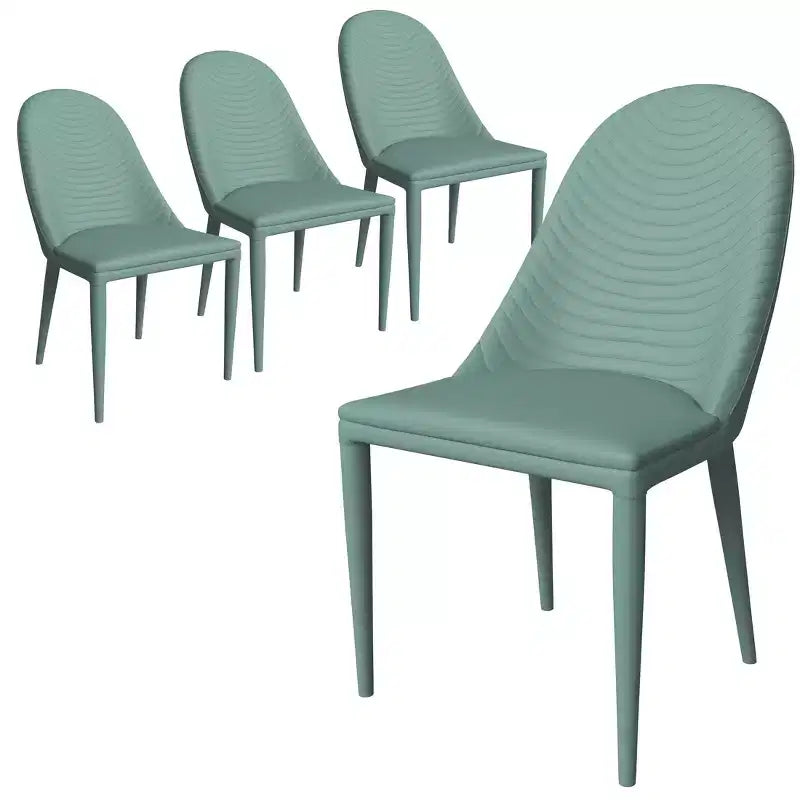 LeisureMod Upholstered Dining Chair in Leather, Iron Legs, Set of 4, Seville Series