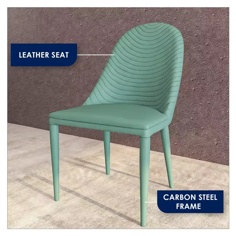 Chaise de salle à manger LeisureMod en cuir, pieds en fer, lot de 4, série Seville