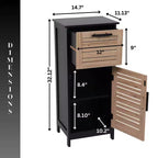 Meuble de Rangement Compact pour Salle de Bain Evideco avec Tiroir et Porte Ventilée, Noir et Marron - Collection Bergen
