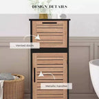 Meuble de Rangement Compact pour Salle de Bain Evideco avec Tiroir et Porte Ventilée, Noir et Marron - Collection Bergen
