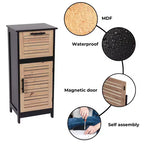 Meuble de Rangement Compact pour Salle de Bain Evideco avec Tiroir et Porte Ventilée, Noir et Marron - Collection Bergen