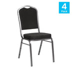 Flash Furniture Chaise de banquet empilable à dossier couronné, série HERCULES, lot de 4