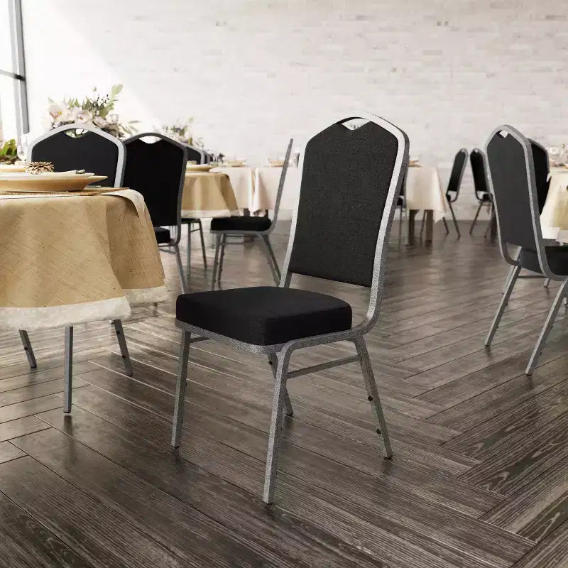 Flash Furniture Chaise de banquet empilable à dossier couronné, série HERCULES, lot de 4