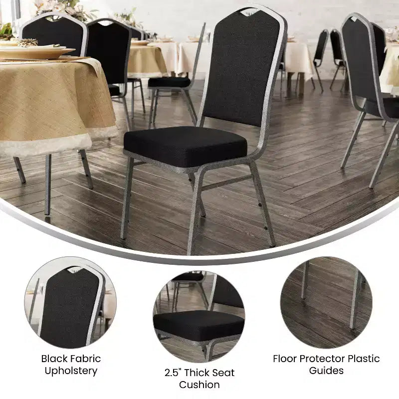 Flash Furniture Chaise de banquet empilable à dossier couronné, série HERCULES, lot de 4