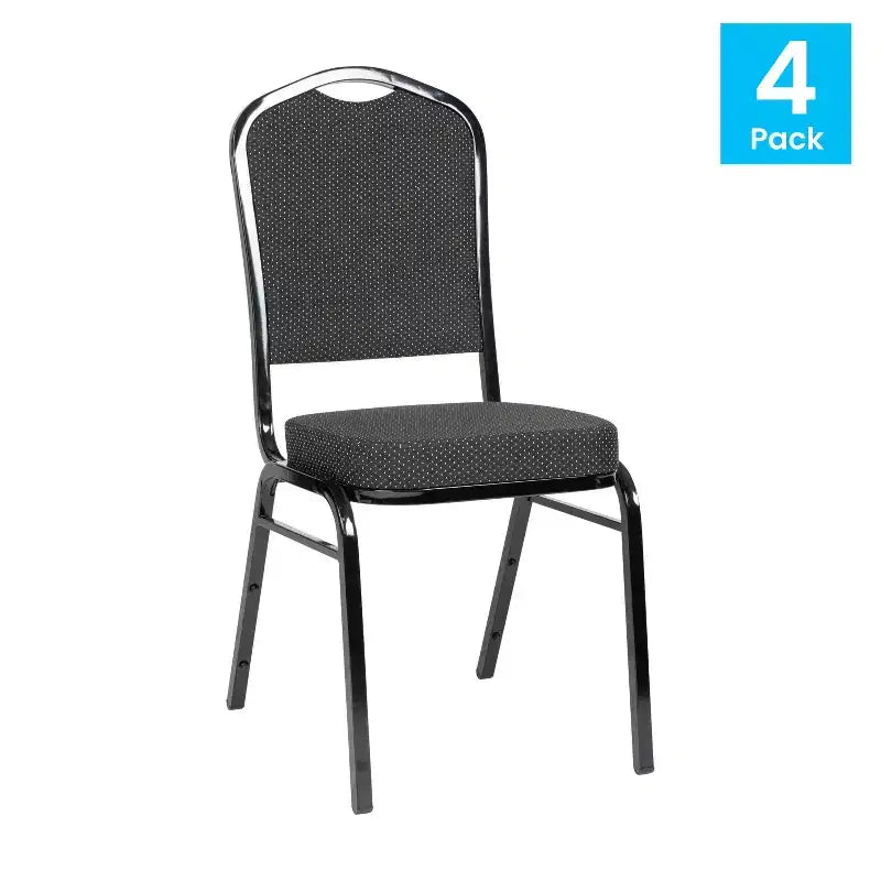 Flash Furniture Chaise de banquet empilable à dossier couronné, série HERCULES, lot de 4