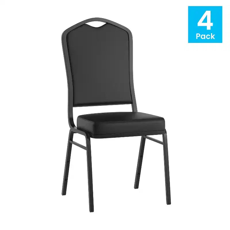 Flash Furniture Chaise de banquet empilable à dossier couronné, série HERCULES, lot de 4