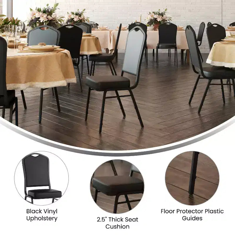 Flash Furniture Chaise de banquet empilable à dossier couronné, série HERCULES, lot de 4